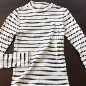 White and black mock turtleneck